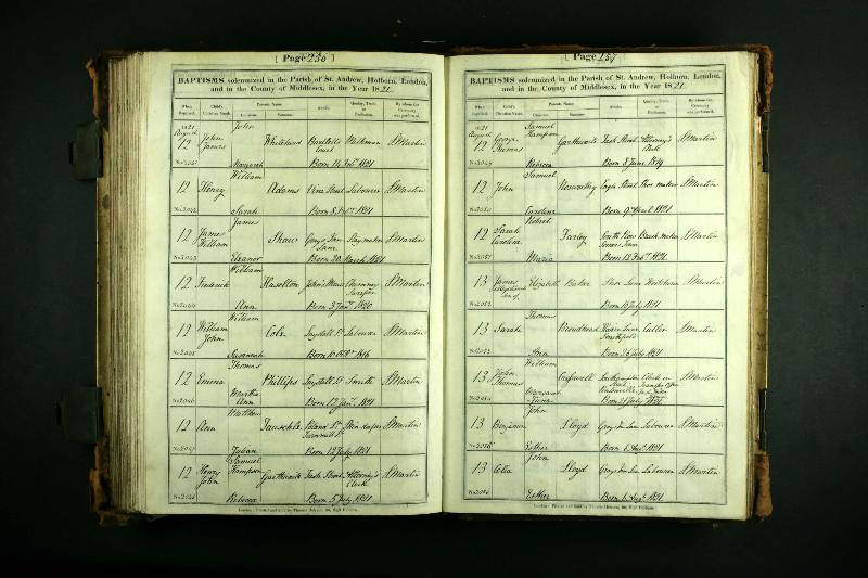 Shaw (James William) 1821 Baptism Record